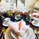 Use a cloth pink napkin for the budget fall table scape