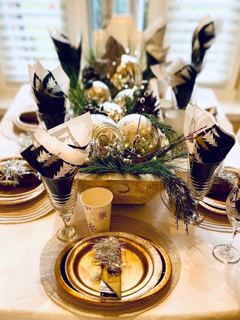 Table setting for New Years Eve