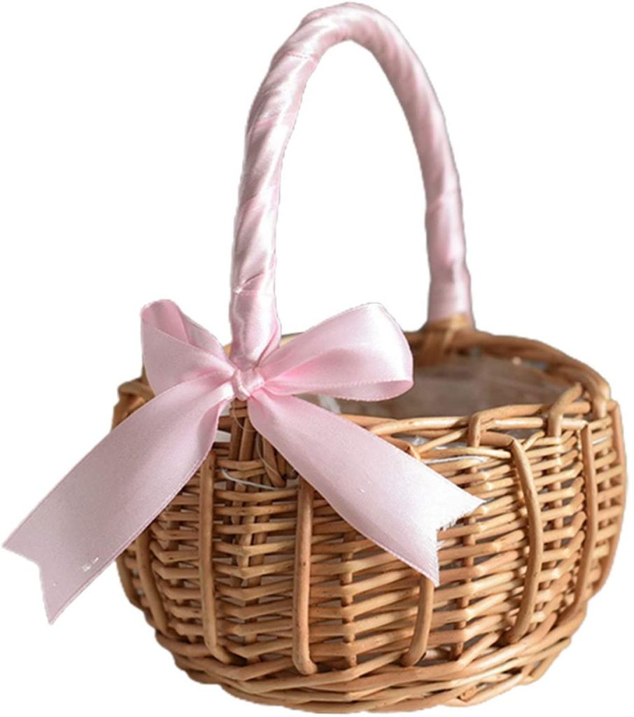 Wicker basket with bow