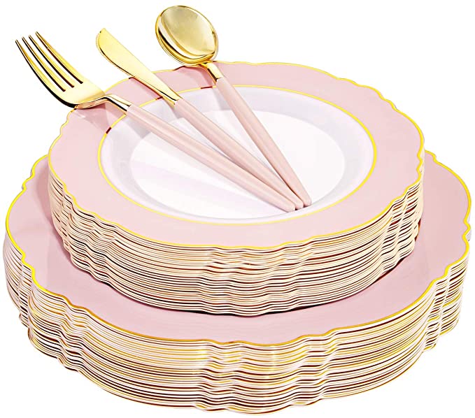 Pink paper plates 