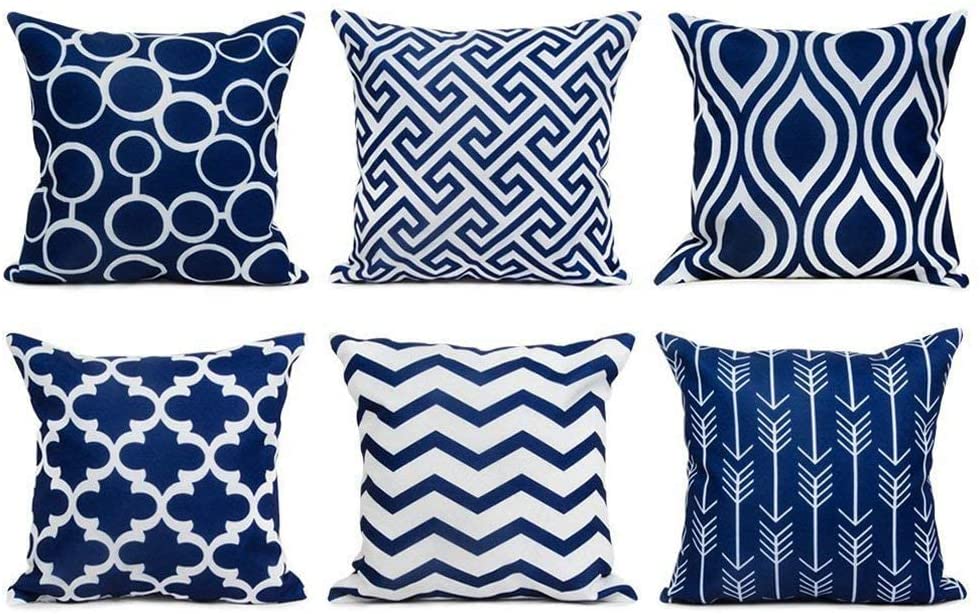 Group of blue pillows