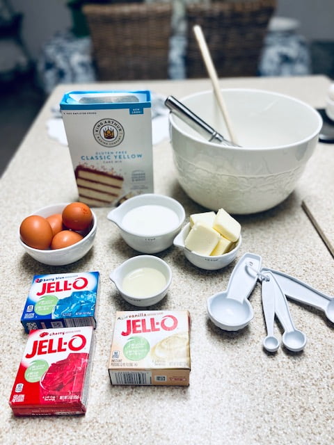 Ingredients for gluten free poke cake