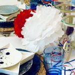 Table setting with pom poms