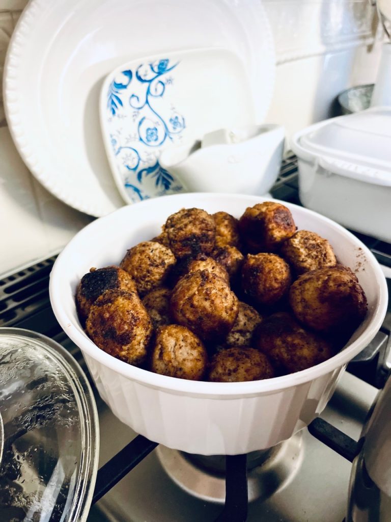 Browned gluten free meat balls