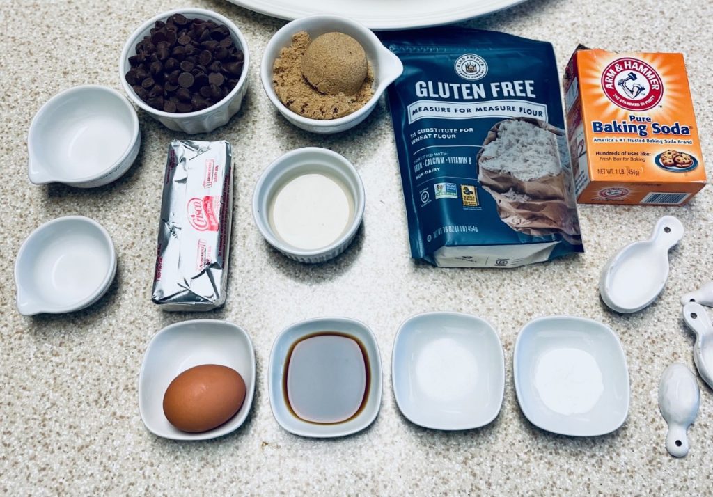 Ingredients for the gluten free ice cream sandwich cookies
