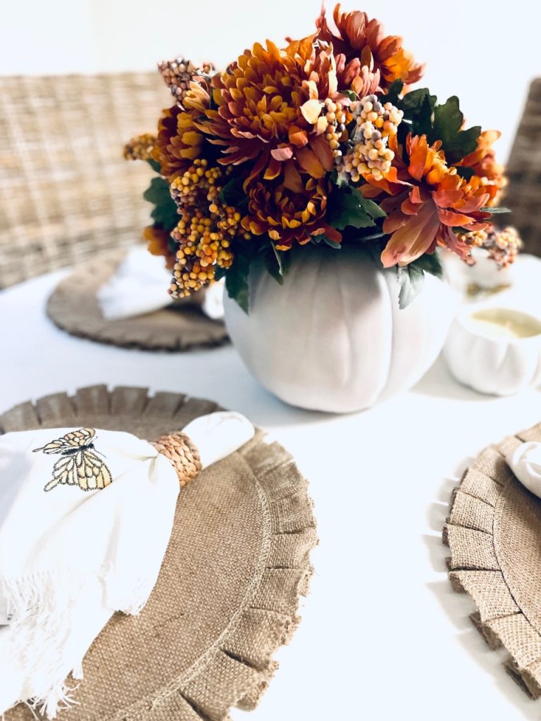 A fall floral bouquet on the kitchen table