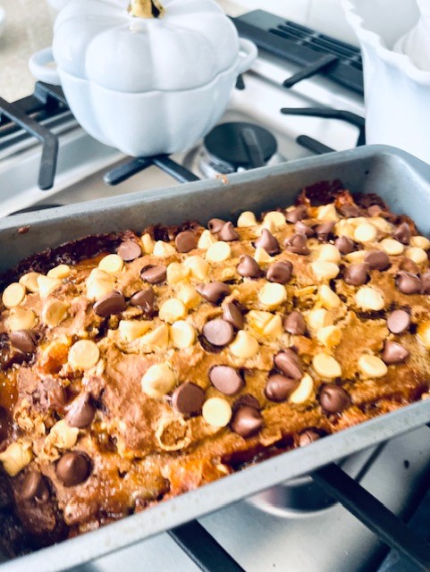 The pumpkin bread done baking