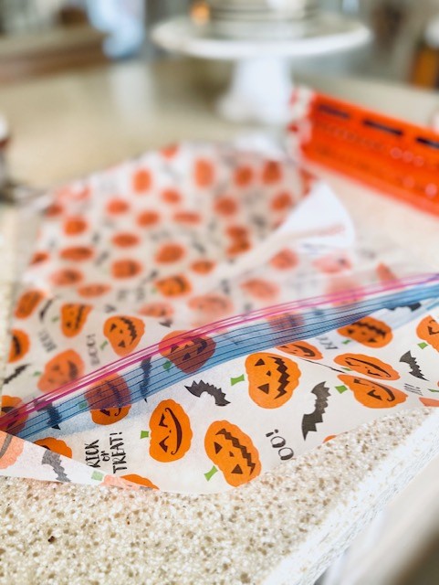 Showing how to store the gluten free pumpkin bread