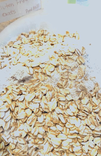 Gluten free oats in a bowl for the mix