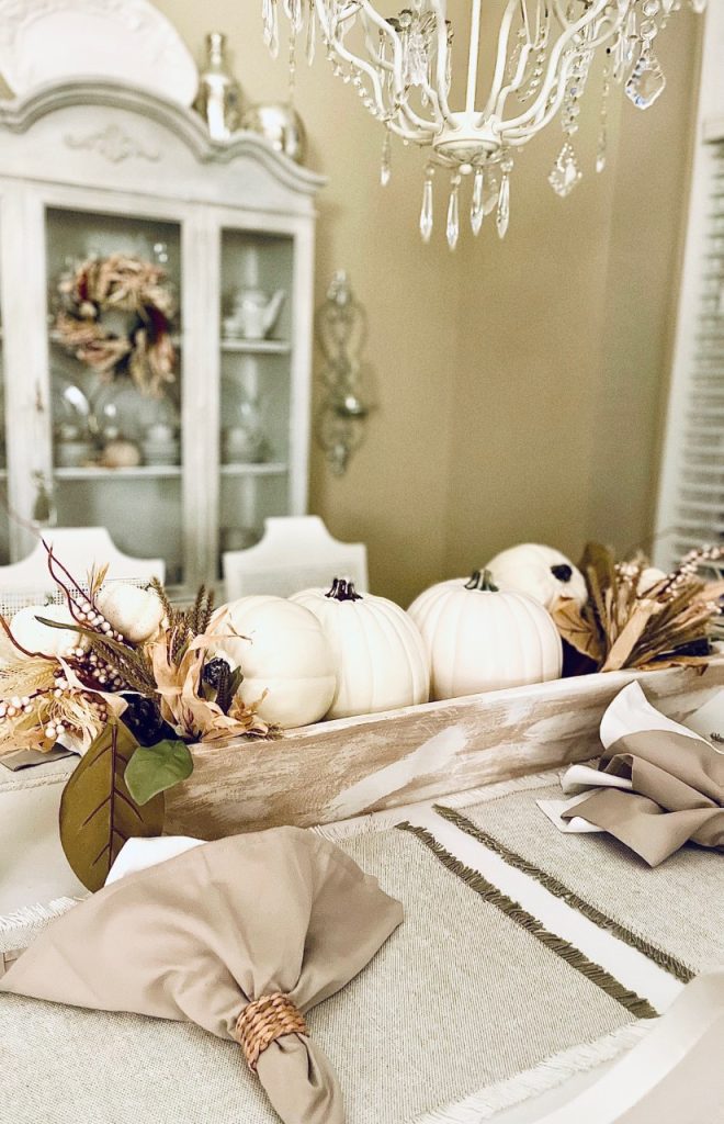 Dinning room table with pumpkins