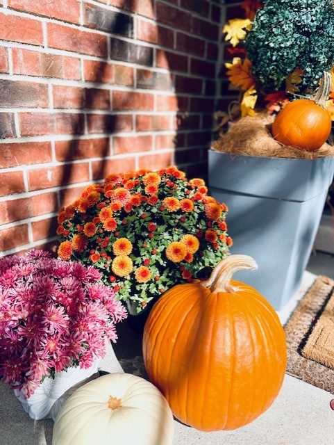 A few more pumpkins and mums on the porch