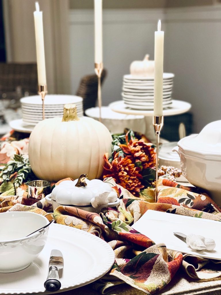 A picture of the fall harvest party decorated on a budget