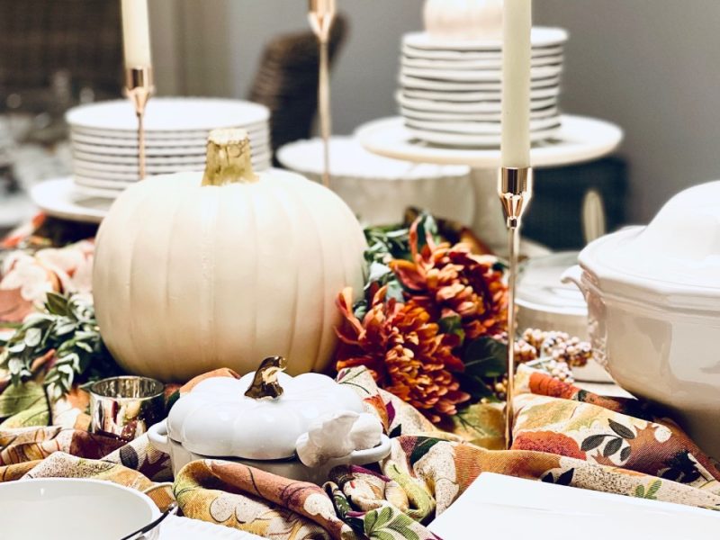 A picture of the fall harvest party decorated on a budget