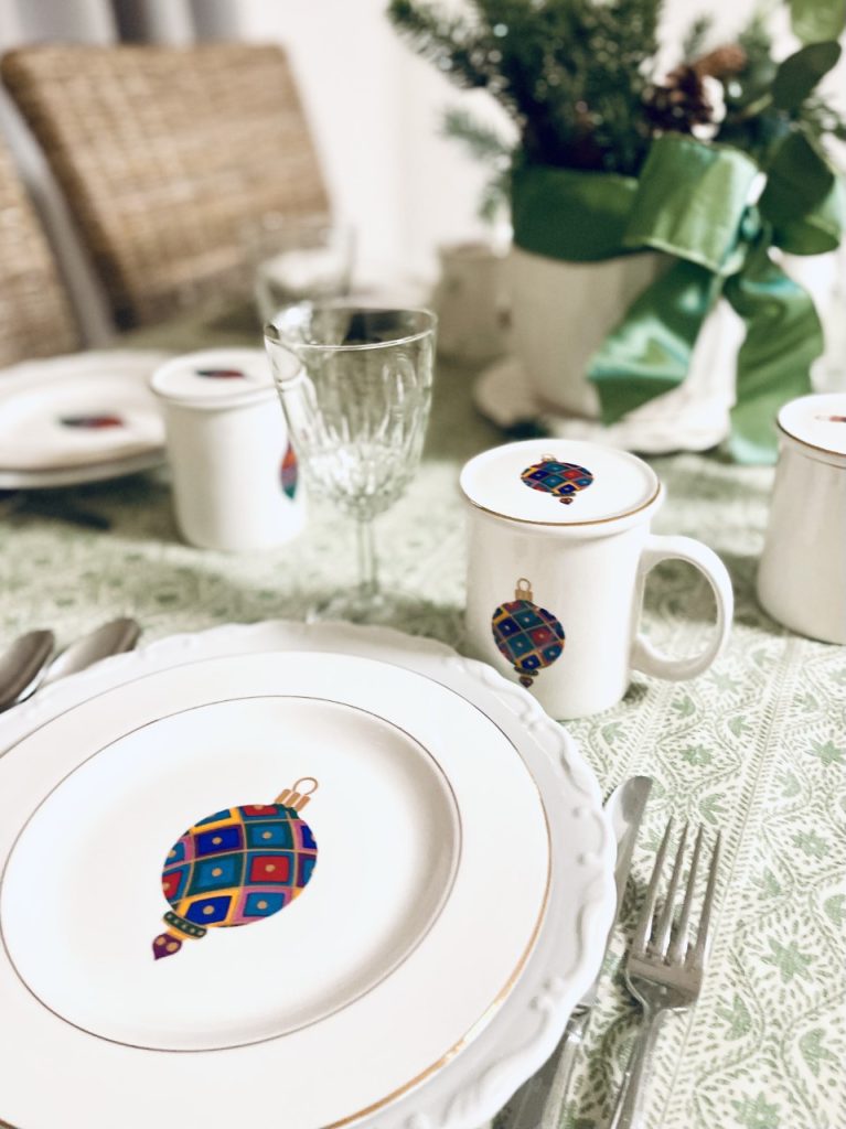 Table setting at my fun Christmas luncheon