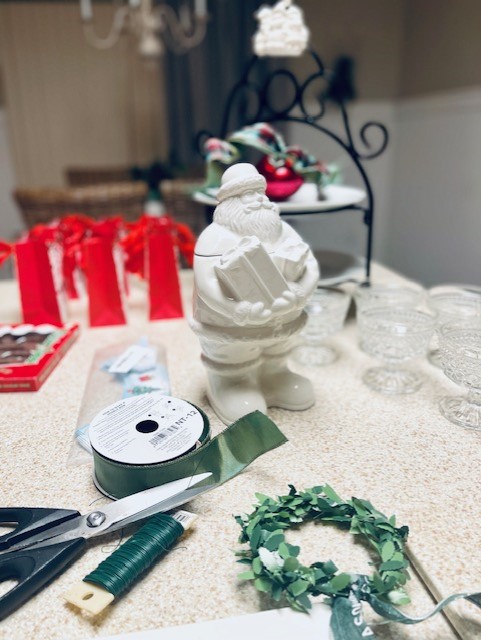 Santa cookie jar at the Christmas luncheon