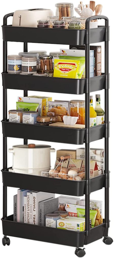 A rolling cart as a budget pantry
