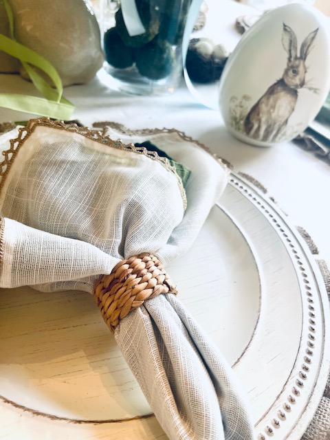 A Very Simple Easter Table Scape with ribbons 