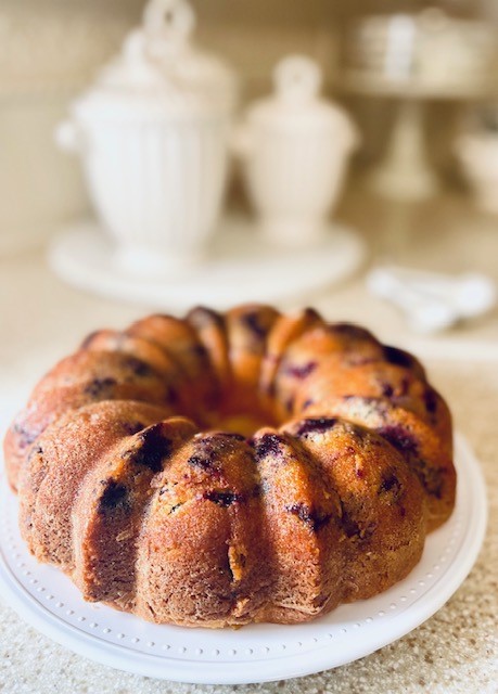 Delicious Lemon Blueberry Bundt Cake And It's Gluten Free unfrosted cake
