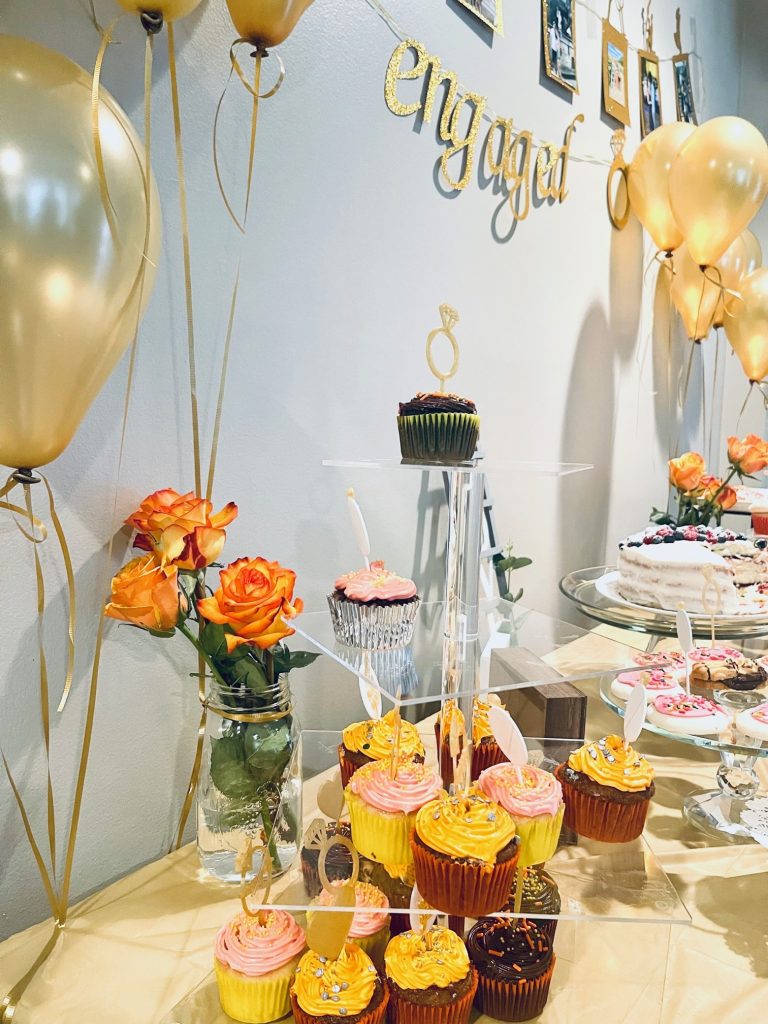 Ideas for a Simple Inexpensive Engagement Party with flowers and balloons