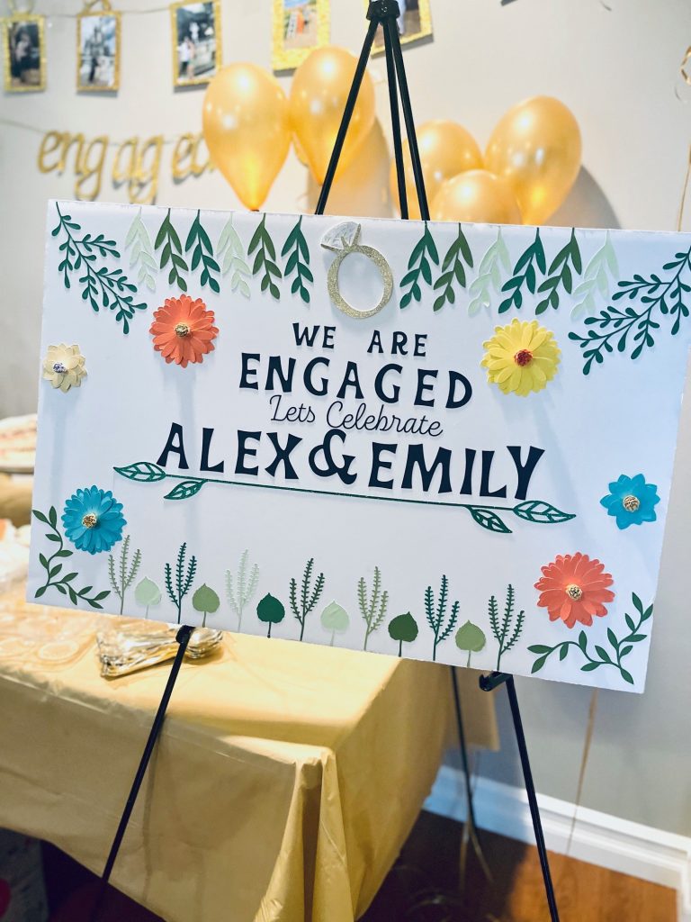 Ideas for a Simple Inexpensive Engagement Party with engagement sign